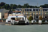 France, Seine-Maritime, Pays de Caux, Norman Seine River Meanders Regional Nature Park, the ferry crossing the Seine at Duclair