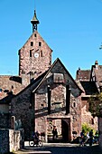 France, Haut Rhin, Riquewihr, the village entrance and Dolder tower.