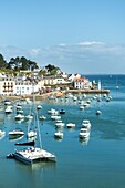 Frankreich, Morbihan, Insel Belle-Ile, Sauzon, Blick auf den Hafen