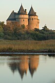 Frankreich, Morbihan, Sarzeau, das Schloss von Suscinio auf der Halbinsel von Rhuys bei Sonnenaufgang