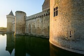 France, Morbihan, Sarzeau, the castle of Suscinio on the peninsula of Rhuys at sunrise