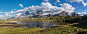 France, Hautes Alpes, la Grave, on the plateau of Emparis the Black Lake facing the massif of Meije