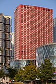 France, Paris, Buildings of Front de Seine, Beaugrenelle shopping center by Valode et Pistre architect firm