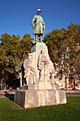 France, Paris, Vauban square, statue of Marshal Emile Fayolle