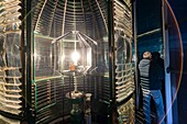 Frankreich, Gironde, Verdon sur Mer, Felsplateau von Cordouan, Leuchtturm von Cordouan, von der UNESCO zum Weltkulturerbe erklärt, Detail des linsenförmigen Systems des Leuchtturms