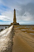 Frankreich, Gironde, Verdon sur Mer, Felsplateau von Cordouan, Leuchtturm von Cordouan, gelistet als Monument Historique, Gesamtansicht