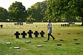 France, Calvados, La Cambe, German military cemetery of the second world war, Marie Annick Wieder Curator of the cemetery