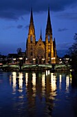 France, Bas Rhin, Strasbourg, Neustadt listed as World Heritage by UNESCO, Place du General Eisenhower, Saint Paul church, Ill river