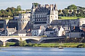 Frankreich, Indre et Loire, Loiretal von der UNESCO zum Weltkulturerbe erklärt, Amboise, Schloss Amboise von der Loire
