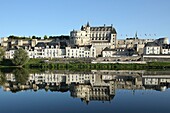 France, Indre et Loire, Loire valley listed as World Heritage by UNESCO, Amboise, Amboise castle, the castle of Amboise from theile d'Or overhanging the Loire