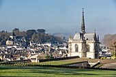 Frankreich, Indre et Loire, Loiretal, das zum UNESCO-Welterbe gehört, Amboise, Schloss Amboise, Kapelle Saint Hubert, in der Leonardo da Vinci begraben ist