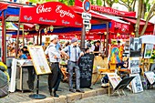 Frankreich, Paris, Butte Montmartre, Place du Tertre mit seinen typischen Restaurants, Chez Eugene