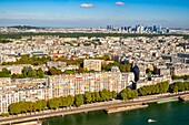 France, Paris, the Seine and the 16th arrondissement (aerial view)