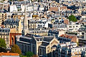 France, Paris, the Seine and the 16th arrondissement (aerial view)