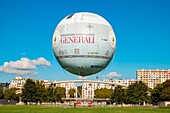 France, Paris, Parc Andre Citroen, the captive balloon allows a general view of Paris