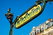 France, Paris, Place de Clichy, metro access by Hector Guimard