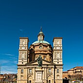 Italy, Piedmont, Province of Cuneo, Langhe, Vicoforte, basilica, exterior view of Vicoforte sanctuary (in Italian: santuario di Vicoforte), 16th Century Baroque Italian Catholic Religious Building