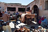 Morocco, High Atlas, Marrakech, Imperial city, Medina listed as World Heritage by UNESCO, the souk of tanners