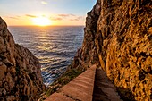 Italien, Sardinien, Alghero, Capo Caccia, Zugangstreppe zur Meeresgrotte des Neptun