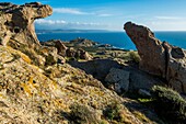Italy, Sardinia, Bosa, Su Riu e sa Canna rocky promontory