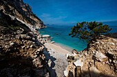 Italy, Sardinia, Baunei, Orosei Gulf, trek towards Cala Goloridze, beach