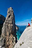 Italy, Sardinia, Baunei, Orosei Gulf, trek towards Cala Goloridze, Goloridze monolith