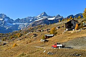 Switzerland, canton of Valais, Zermatt, hamlet Findeln at the foot of the Matterhorn