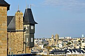 France, Manche, Cotentin, Granville, the Upper Town built on a rocky headland on the far eastern point of the Mont Saint Michel Bay, in the background Saint Paul church