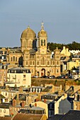 France, Manche, Cotentin, Granville, the Upper Town built on a rocky headland on the far eastern point of the Mont Saint Michel Bay, lower town and Saint Paul church
