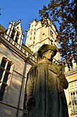 France, Cote d'Or, Dijon, area listed as World Heritage by UNESCO, Palace of the Dukes of Burgundy, the Tower and Statue of Philippe le Bon