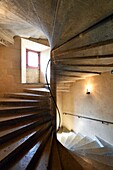 Frankreich, Cote d'Or, Dijon, von der UNESCO zum Weltkulturerbe erklärtes Gebiet, Palast der Herzöge von Burgund, der Turm von Philippe le Bon, Innentreppe