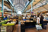 France, Cote d'Or, Dijon, area listed as World Heritage by UNESCO, Covered market (Halles de Dijon) built by the Eiffel company in 1868