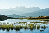 France, Savoie, Saint Jean de Maurienne, not far from the cross of the Iron Cross, the needles of Arves and Lake Guichard