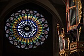 Frankreich, Bas Rhin, Straßburg, Altstadt, die zum Weltkulturerbe der UNESCO gehört, Kathedrale Notre Dame, Rose mit 15 m Durchmesser, Orgel