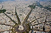 France, Paris (75), Place de l'Etoile and Arc de Triomphe (aerial view)