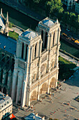 Frankreich, Paris (75), von der UNESCO zum Weltkulturerbe erklärtes Gebiet, Kathedrale Notre-Dame auf der Ile de la Cité (Luftaufnahme)