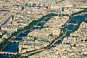 Frankreich, Paris (75), von der UNESCO zum Weltkulturerbe erklärtes Gebiet, Kathedrale Notre-Dame auf der Ile de la Cité (Luftaufnahme)
