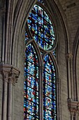 France, Paris, area listed as World Heritage by UNESCO, ile de la Cite, Notre-Dame Cathedral, stained-glass windows from Jacques Le Chevallier