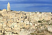 Italy, Basilicata, Matera, European Capital of Culture 2019, troglodyte old town listed as World Heritage by UNESCO, Sassi di Matera and its cathedral (Duomo)