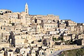 Italy, Basilicata, Matera, troglodyte old town listed as World Heritage by UNESCO, European Capital of Culture 2019, Sassi di Matera, Sasso Caveoso and Cathedral (Duomo)