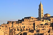 Italy, Basilicata, Matera, troglodyte old town listed as World Heritage by UNESCO, European Capital of Culture 2019, Sassi di Matera, Sasso Barisano and Cathedral (Duomo)