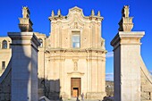 Italy, Basilicata, Matera, European Capital of Culture 2019, troglodyte old town listed as World Heritage by UNESCO, Sassi di Matera, Sasso Barisano, St. Augustine Convent (Sant'Agostino) with its 16th century church