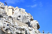 Italien, Basilikata, Matera, von der UNESCO zum Weltkulturerbe erklärte troglodytische Altstadt, Kulturhauptstadt Europas 2019, Sassi di Matera, Sasso Caveoso, in den Tuffstein gegrabener Monterrone-Komplex