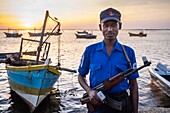 Sri Lanka, Northern province, Jaffna, military in the fishing harbour