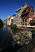 France, Bas Rhin, Strasbourg, wharf of Woerthel seen from the bridge the covered bridges