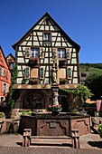 France, Haut Rhin, Route des Vins d'Alsace, Village of Kaysersberg, Place Jean Ittel, Fountain of Constantine