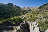 France, Alpes de Haute Provence, Ubaye massif, Saint Paul sur Ubaye, the chimneys of the fairies on the road to the Col de Vars