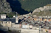 France, Hautes Alpes, Briancon, view overlooking the collegiate church of Notre Dame and the upper town