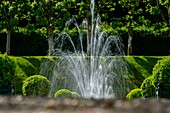 Frankreich, Indre et Loire, Loiretal, UNESCO-Welterbe, Villandry, Gärten des Schlosses von Villandry, Springbrunnen