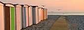 France, Seine Maritime, Le Havre, city rebuilt by Auguste Perret listed as World Heritage by UNESCO, pebble beach and its cabins